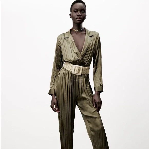 BELTED WRINKLED LOOK JUMPSUIT - Picture 5 of 13